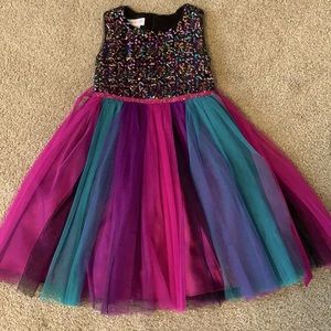 Girls special occasions dress, 4T, sparkle tank bodice with colorful tulle skirt